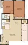 2 Bedroom 1 Bathroom Floor Plan 838 Square-Foot 2 Bedroom 1 Bathroom Floor Plan at Walker Mill Apartments, ZPM, District Heights